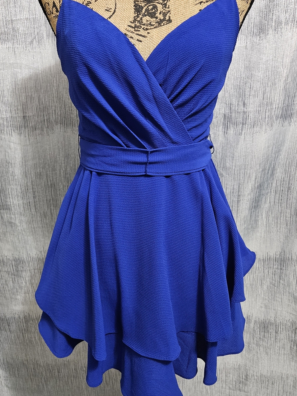 B Darlin Royal Blue Wrap-Front Mini Dress